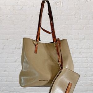 Dooney & Bourke Beige Leather Tote with Pouch